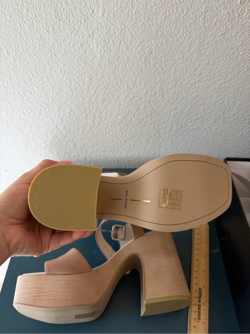 Dolce Vita Cafe Tan Platform Sandals with Chunky Wood Heel- Wallis Shoe